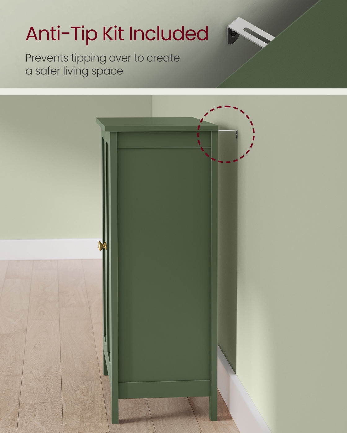Bathroom Storage Unit with 2 Adjustable Shelves - Forest Green