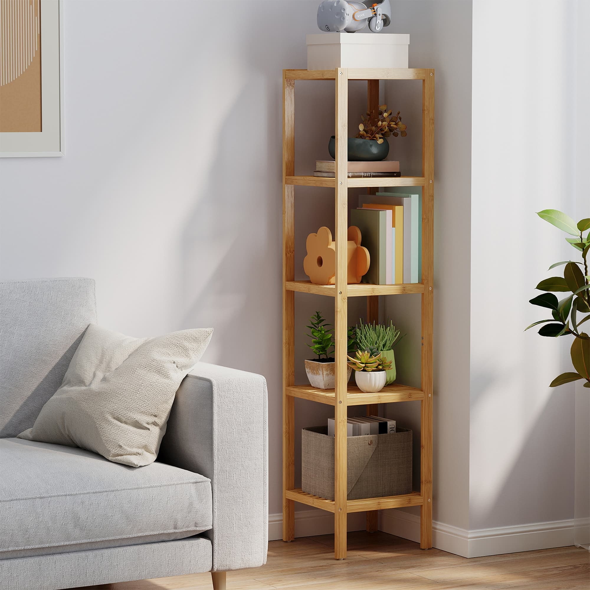 Bamboo Bathroom Shelf for Narrow Multifunctional Home Storage