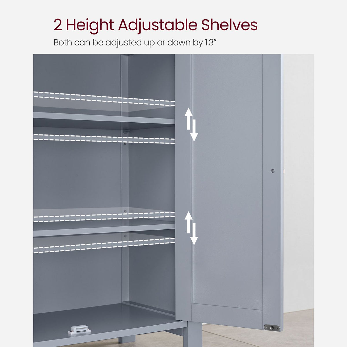 Bathroom Storage Cabinet - 2 Adjustable Shelves - Double Door