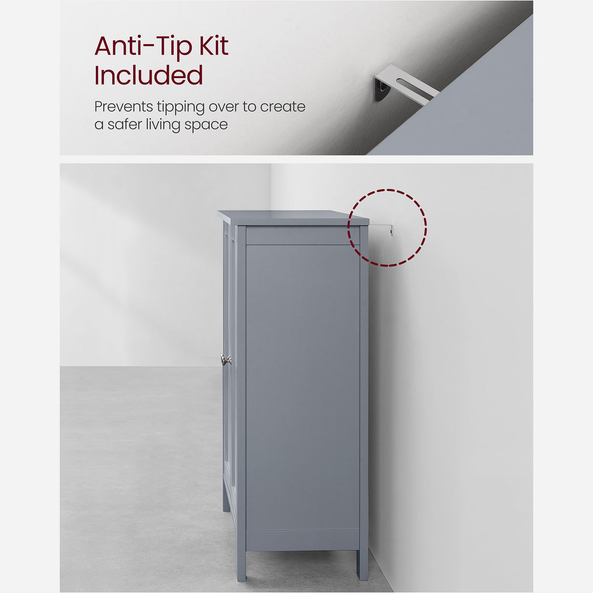 Bathroom Storage Cabinet - 2 Adjustable Shelves - Double Door