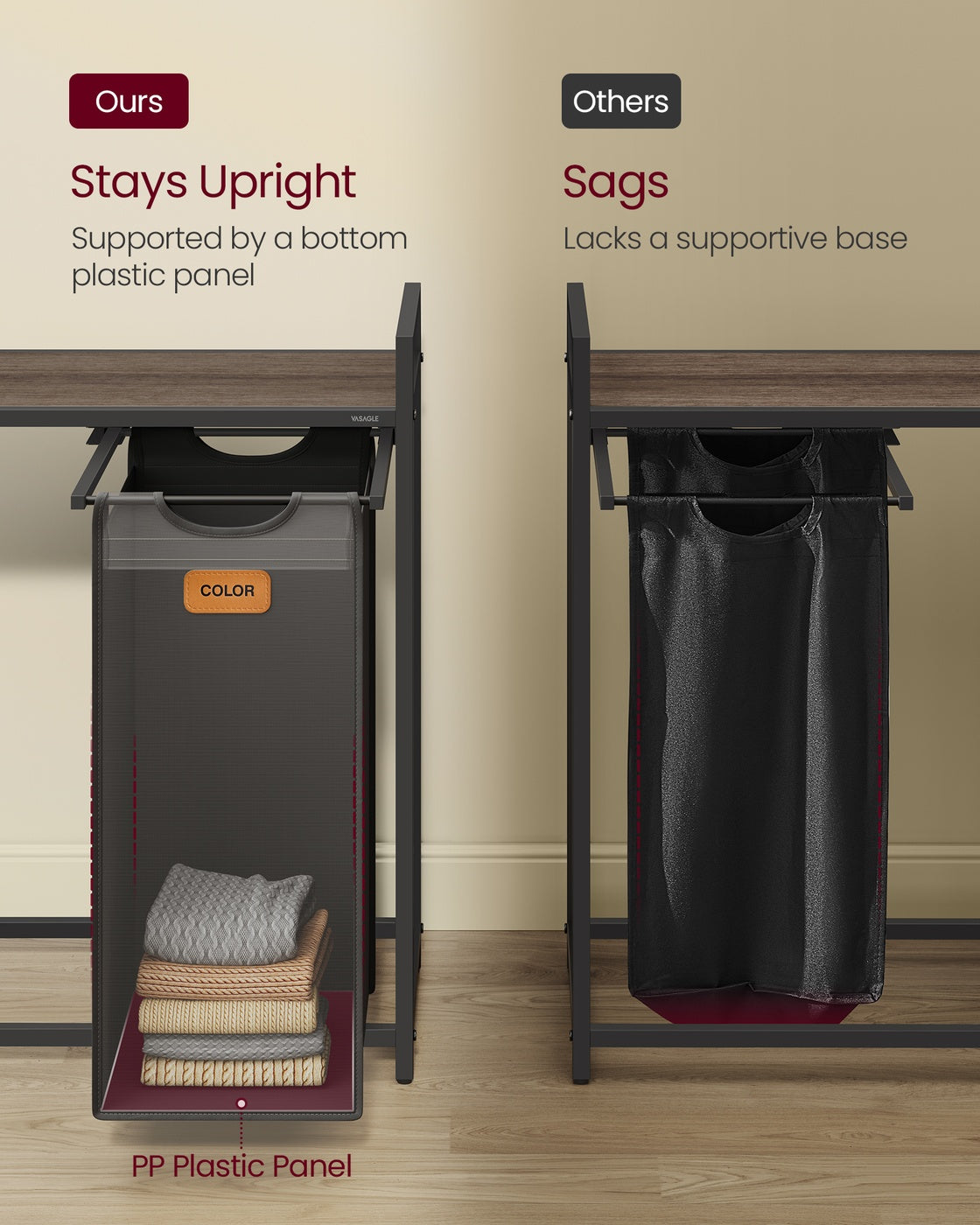 Rolling Laundry Hamper with Shelves and Compartments