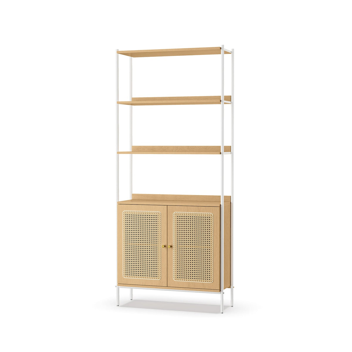 BOHO Tall Bookcase, Rattan Cabinet, Narrow/Wide, Open/Enclosed Storage
