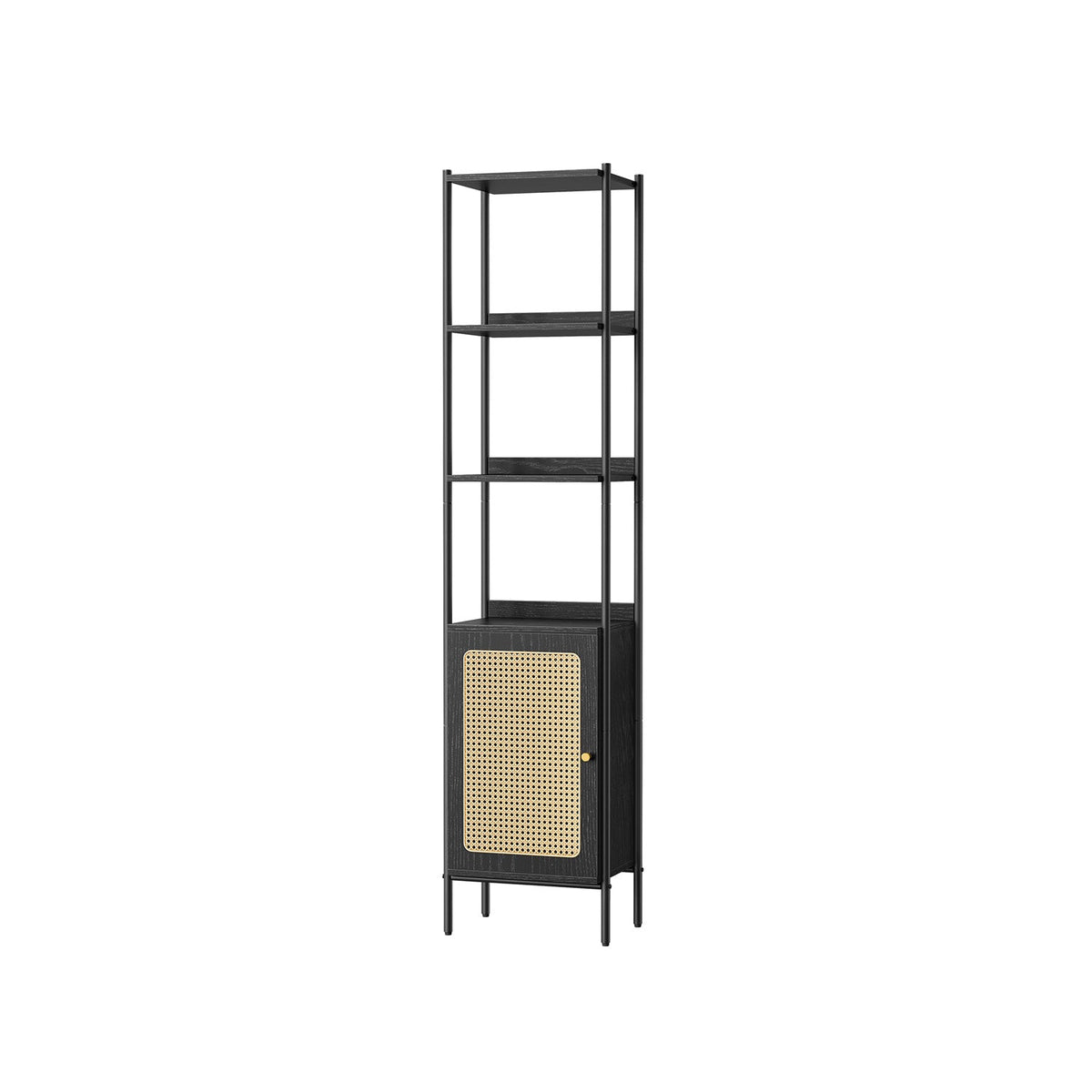BOHO Tall Bookcase, Rattan Cabinet, Narrow/Wide, Open/Enclosed Storage