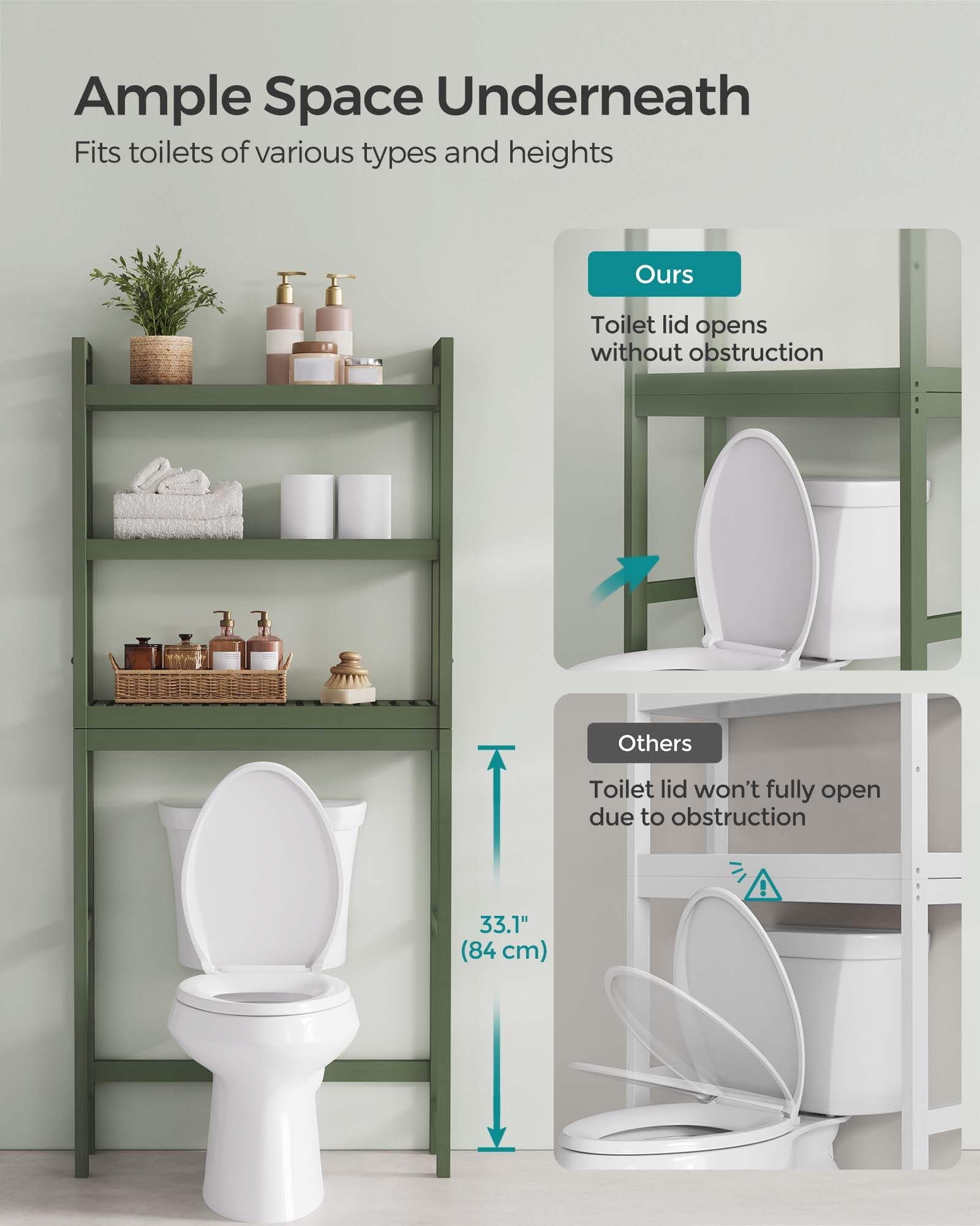 3-Tier Bamboo Bathroom Organizer Green - Forest Green