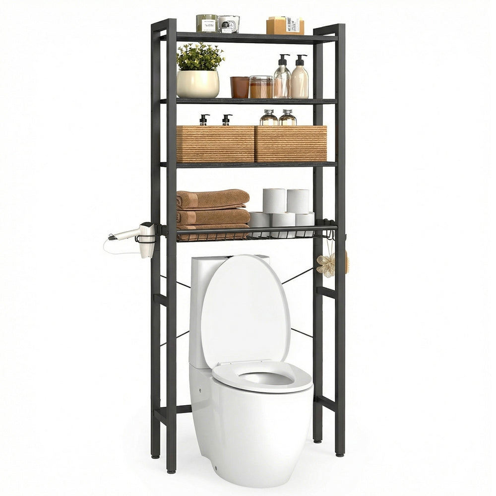 Over-The-Toilet Bathroom Organizer - Black