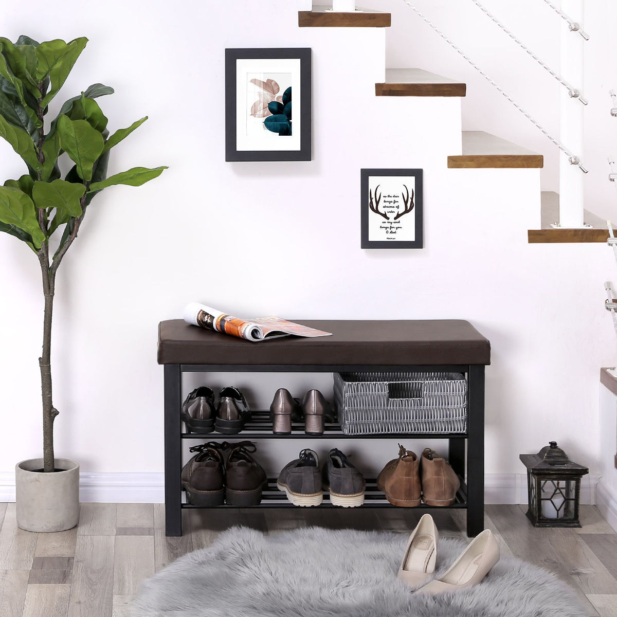 Shoe Bench - 3-Tier - Foam Padded Seat