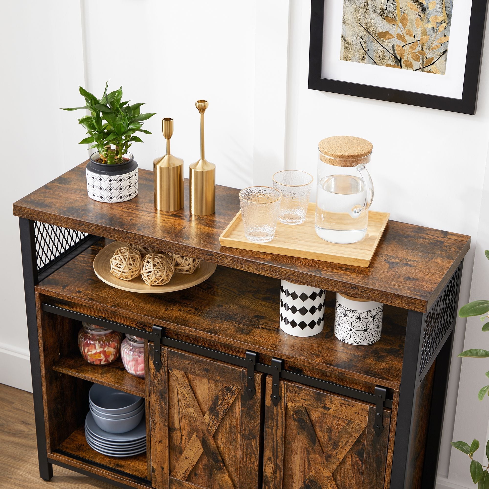 Buffet cabinet cobado collection - sideboard with sliding doors and adjustable shelves