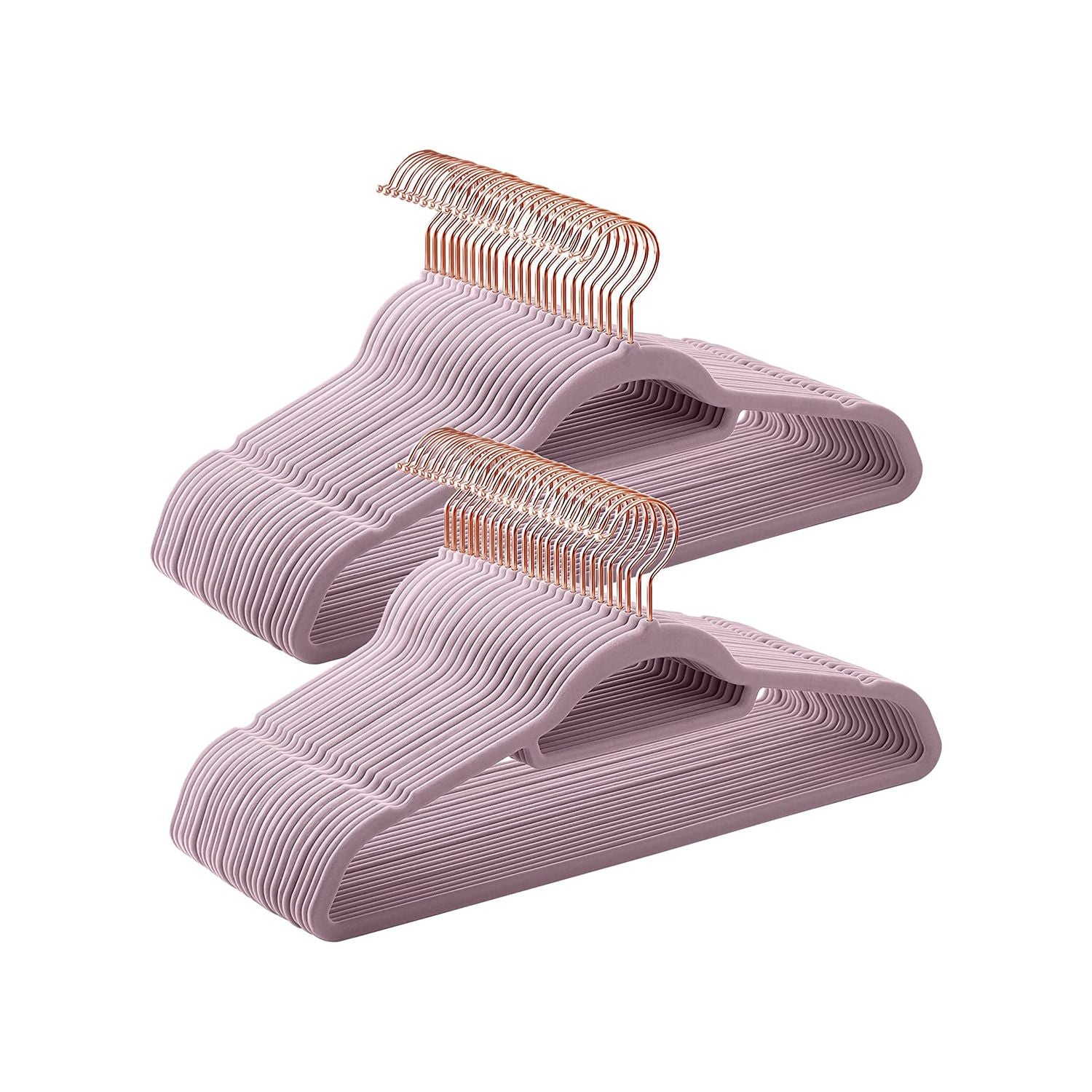 Set of 50 Clothes Hanger with Rose Gold Swivel Hook - Lavender Purple