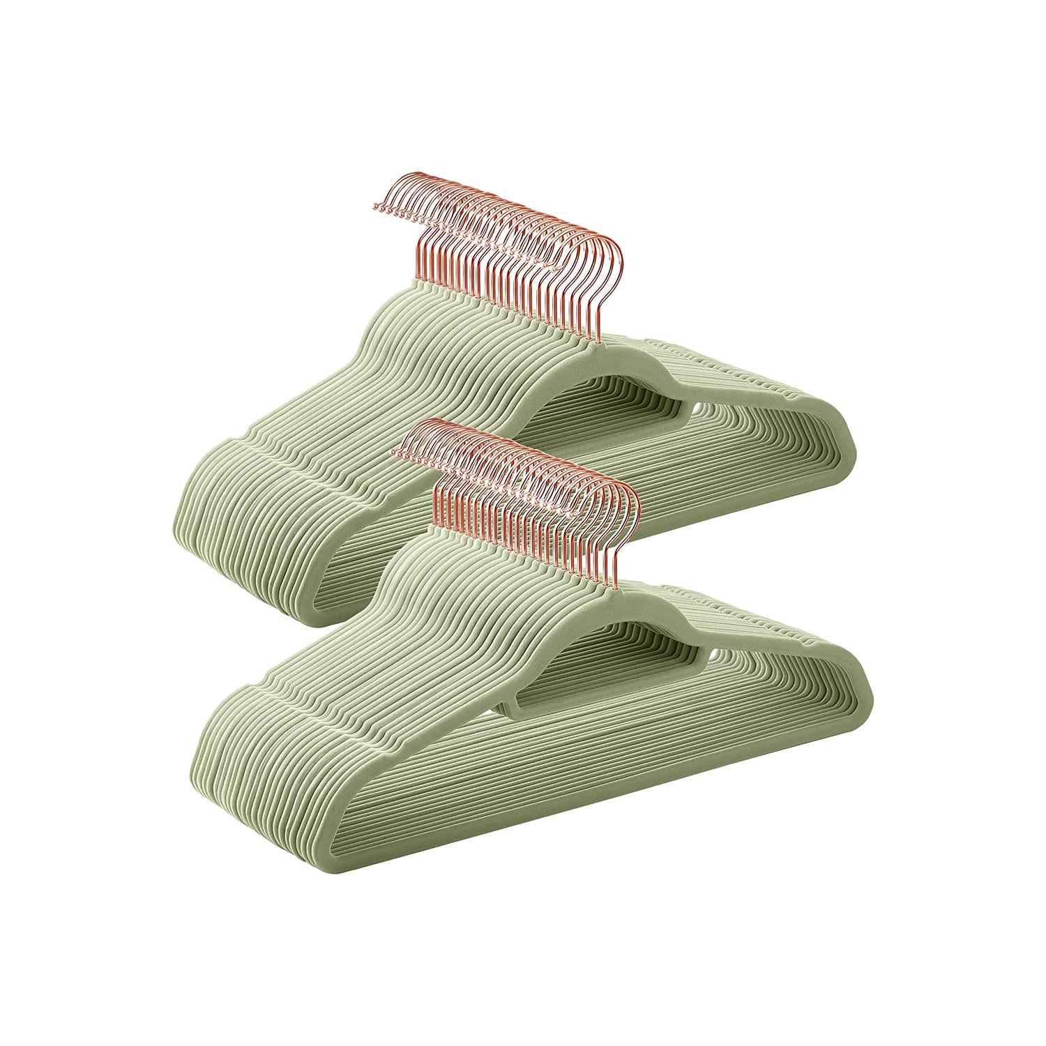 Set of 50 Clothes Hanger with Rose Gold Swivel Hook - Lime Green