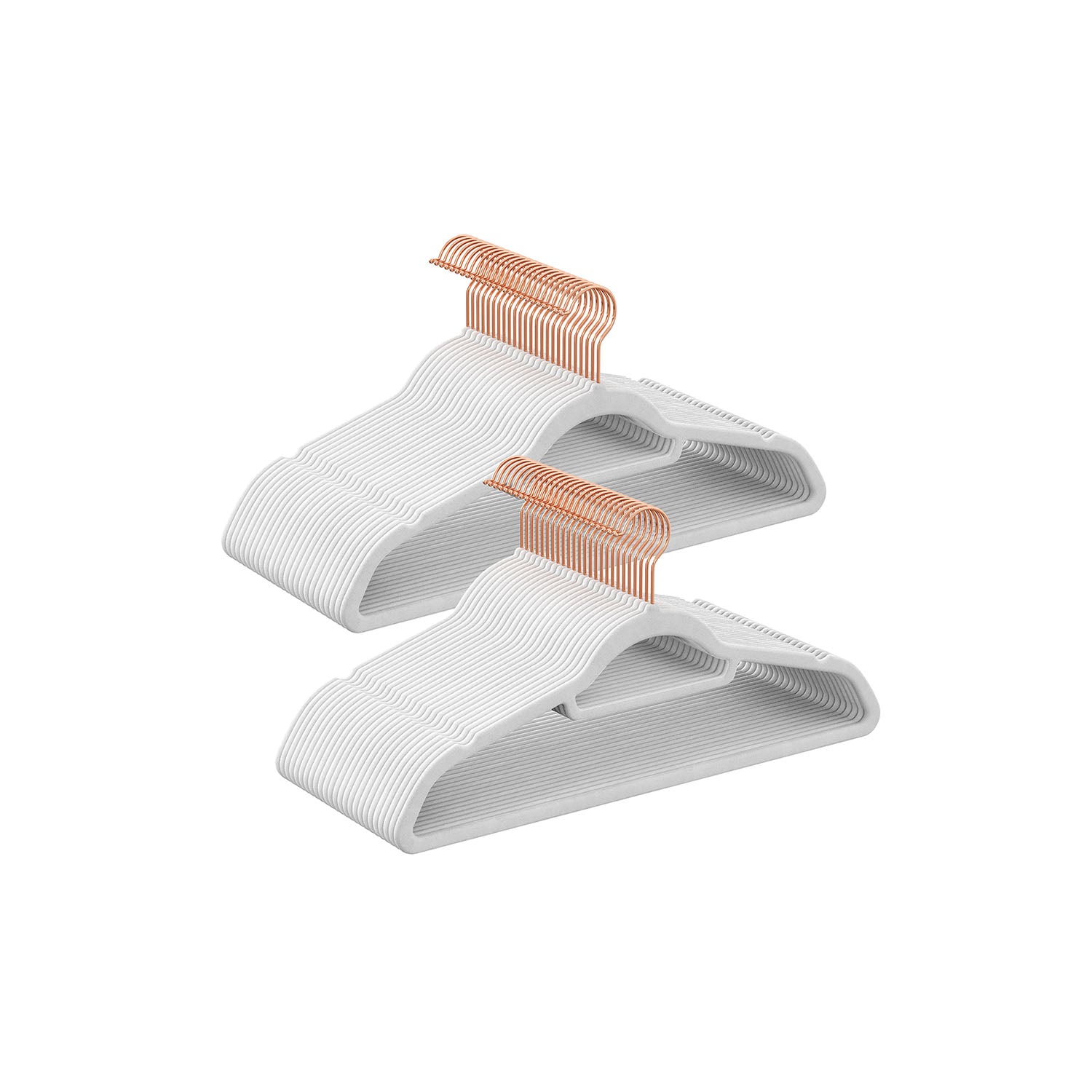 Set of 50 Clothes Hanger with Rose Gold Swivel Hook - Cloud White