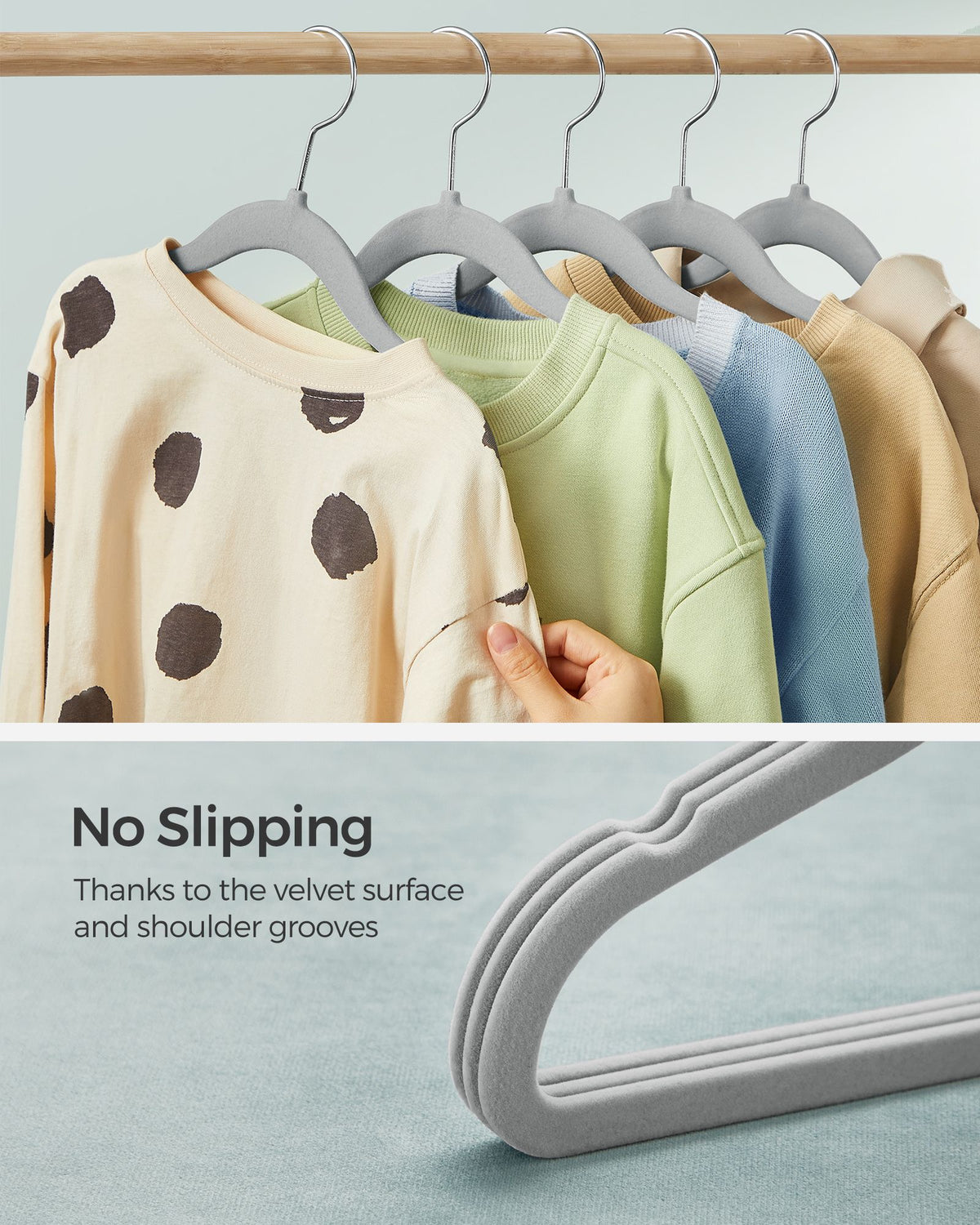 Kids Hangers - Non-Slip Velvet - Space-Saving - Pack of 50