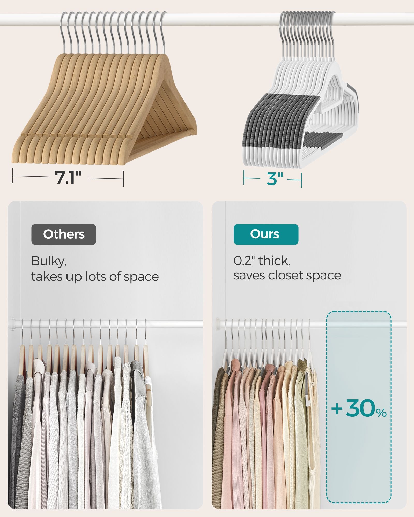 50 Pack Heavy-Duty Plastic Hangers - White, Dark Gray, Silver