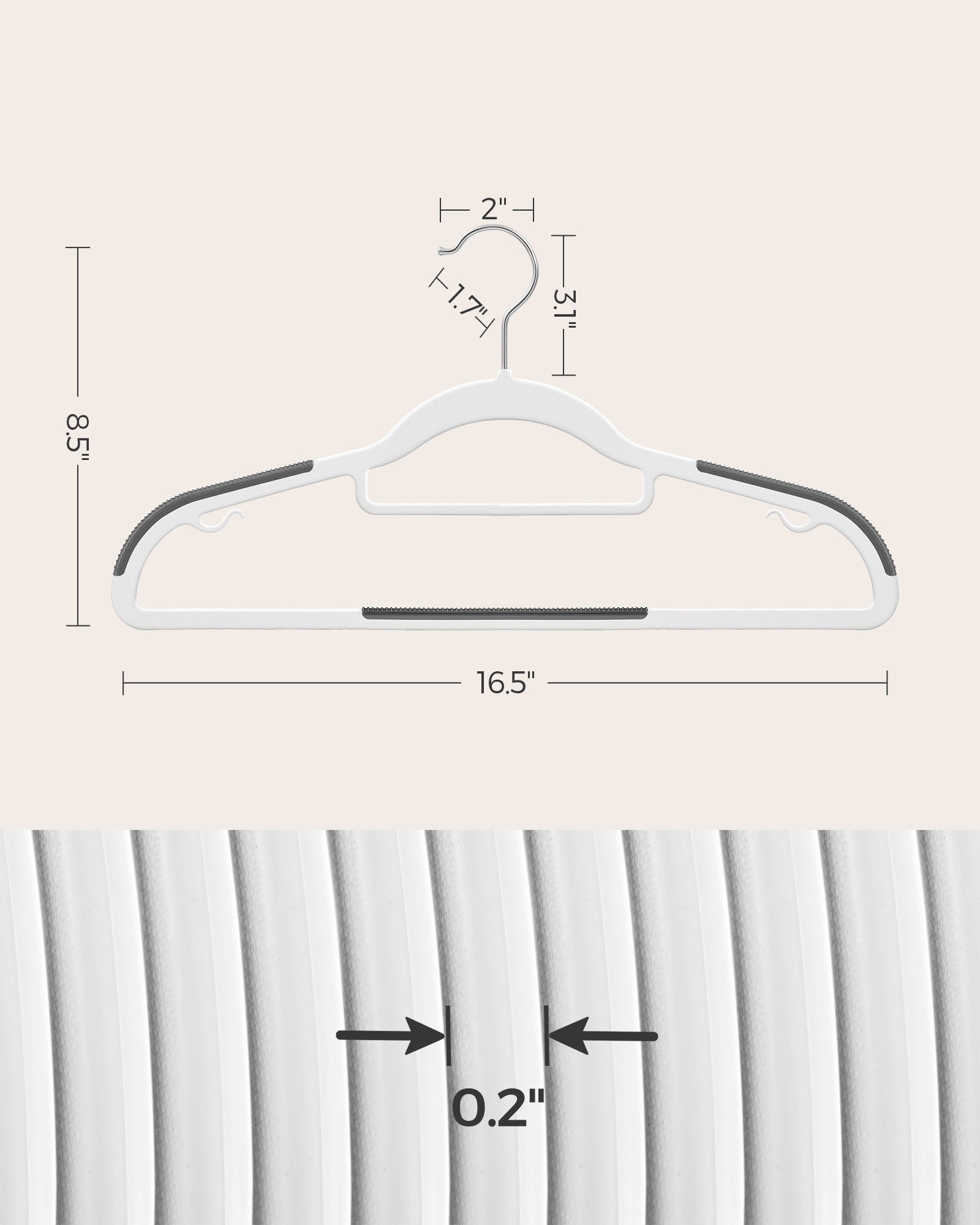 50 Pack Heavy-Duty Plastic Hangers - White, Dark Gray, Silver