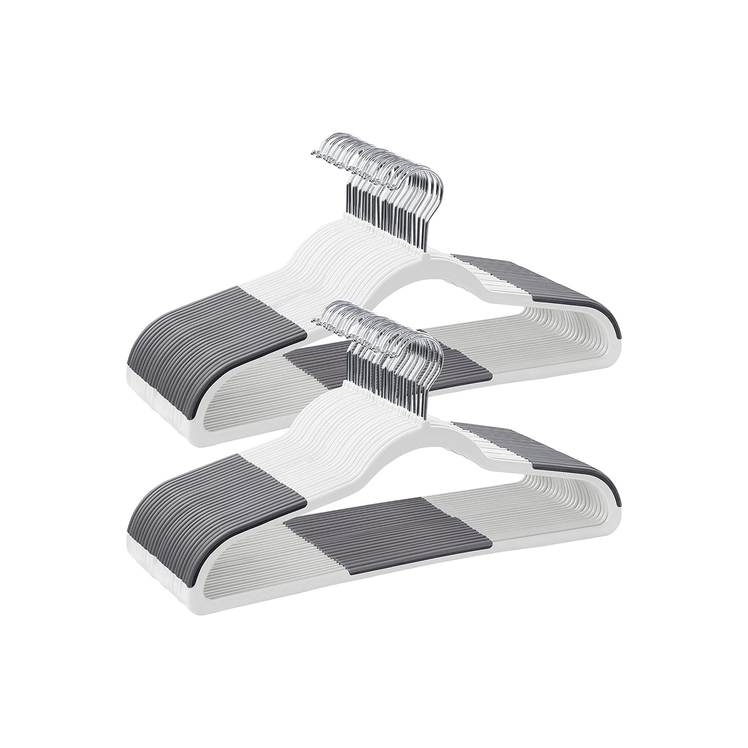 Pack of 50 Plastic Coat Hangers - White, Dark Gray