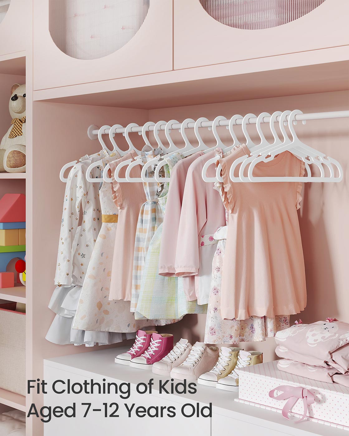 Kids Hangers 60 Pack 14 x 7 Inches Non-Slip Cloud White - Cloud White