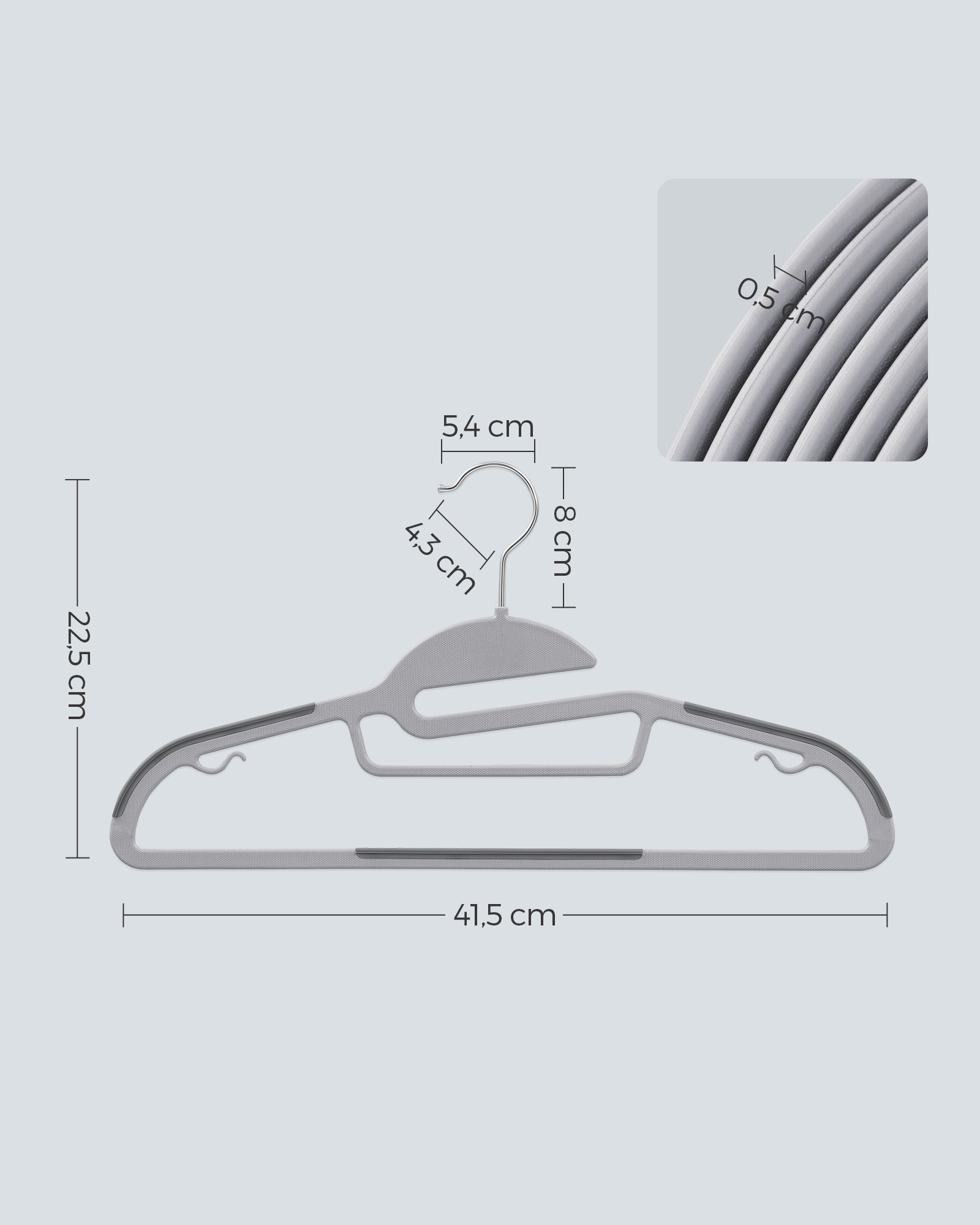 50 Pack Heavy-Duty Plastic Suit Hangers - Light Gray, Dark Gray