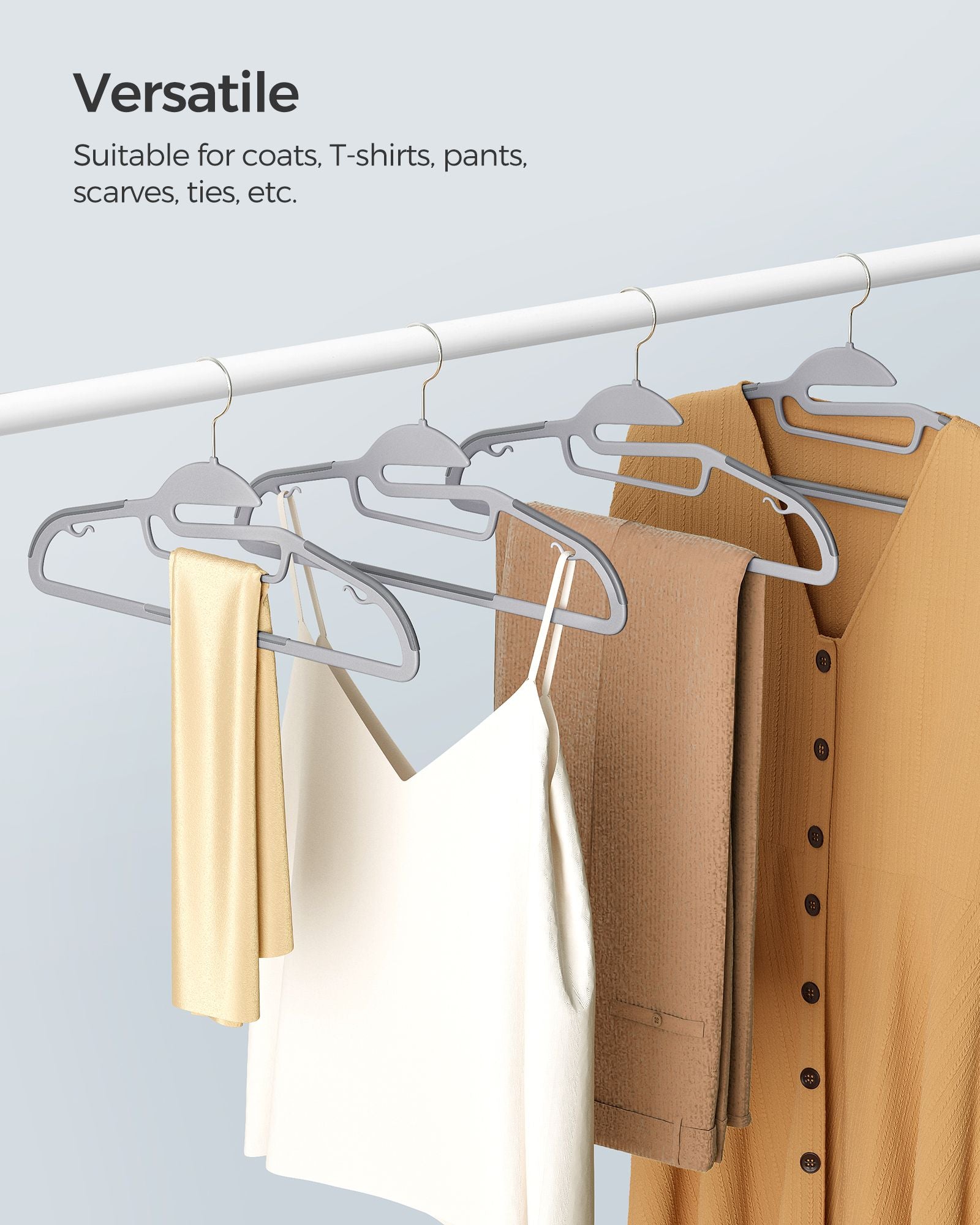50 Pack Heavy-Duty Plastic Suit Hangers - Light Gray, Dark Gray