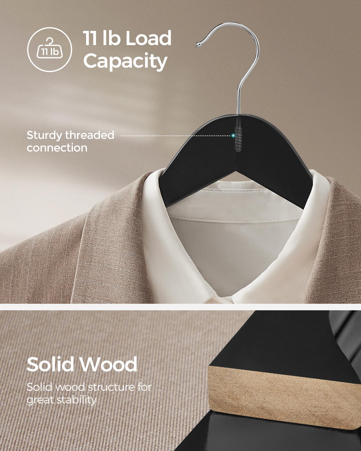 Wood Coat Hangers - Shoulder Notches - 20-Pack
