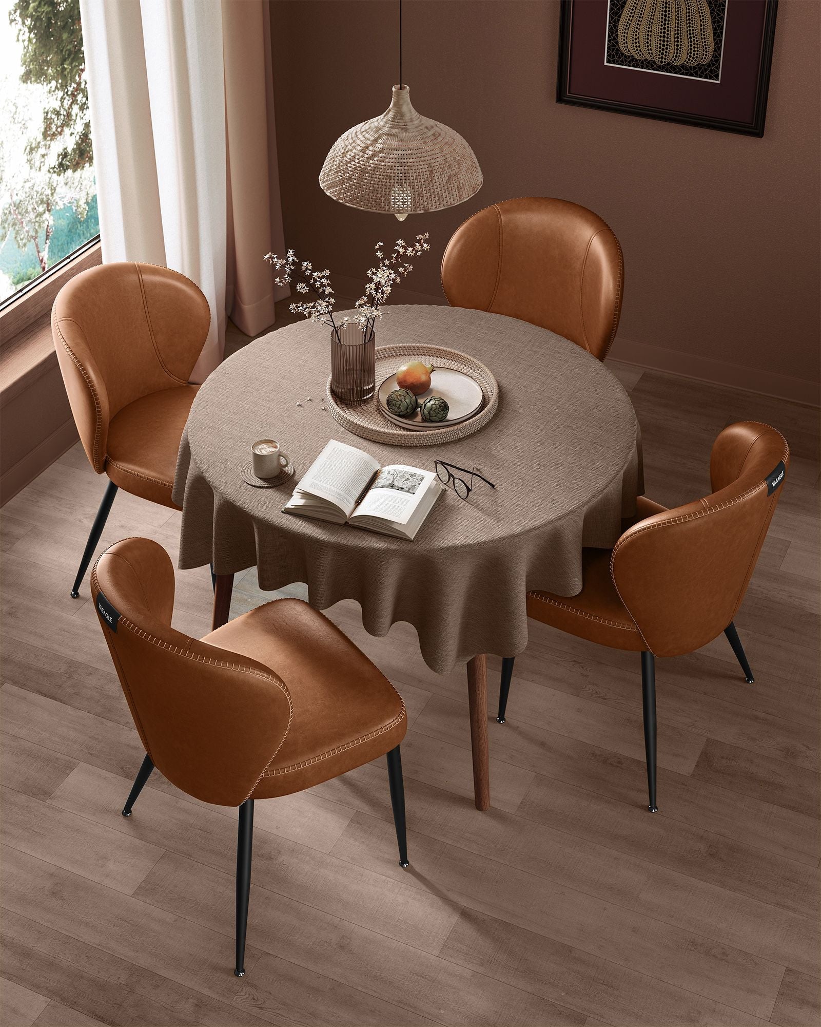 EKHO Collection Dining Chairs – Upholstered Set of 2 – Padded Seat – Metal Legs