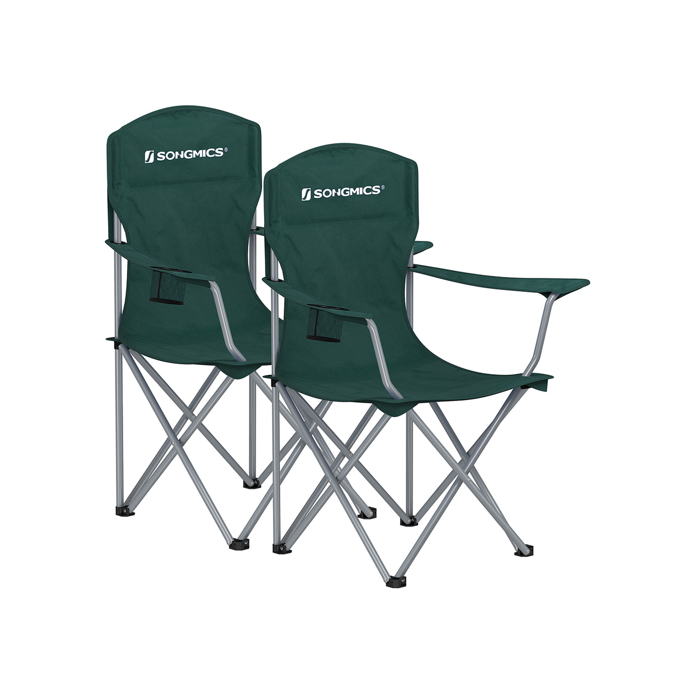 Set of 2 Folding Camping Chairs Max. Capacity 330 Lb Slate Gray - Dark Green