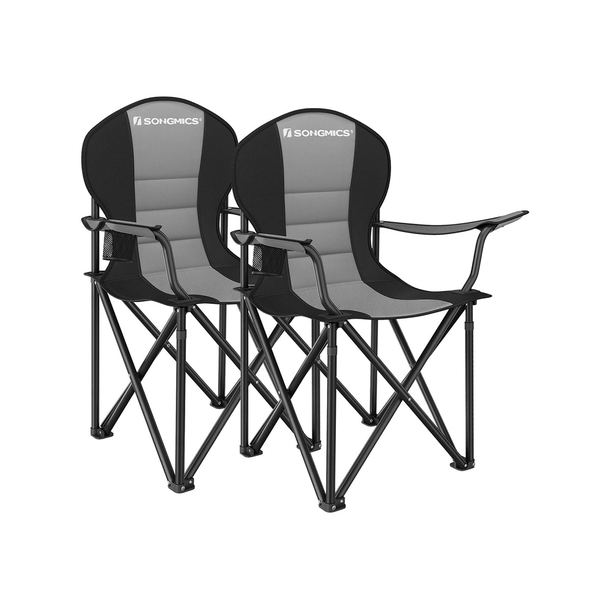 Folding Camping Chair with Sponge Seat Grey and Ink Black - 21.7"D x 35.4"W x 40.2"H (UGCB206G01)