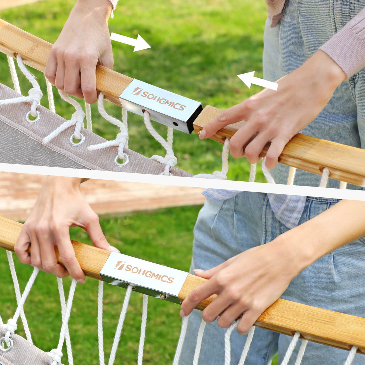 Quilted Hammock with Curved Bamboo Spreaders - Pillow