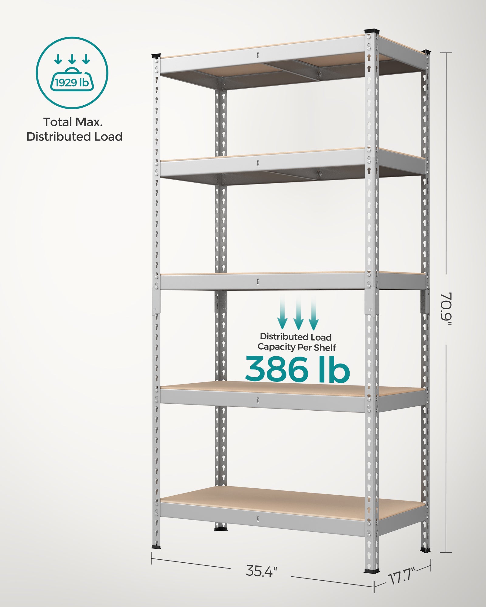 Storage Shelves - 5-Tier - Boltless Assembly - Set of 2