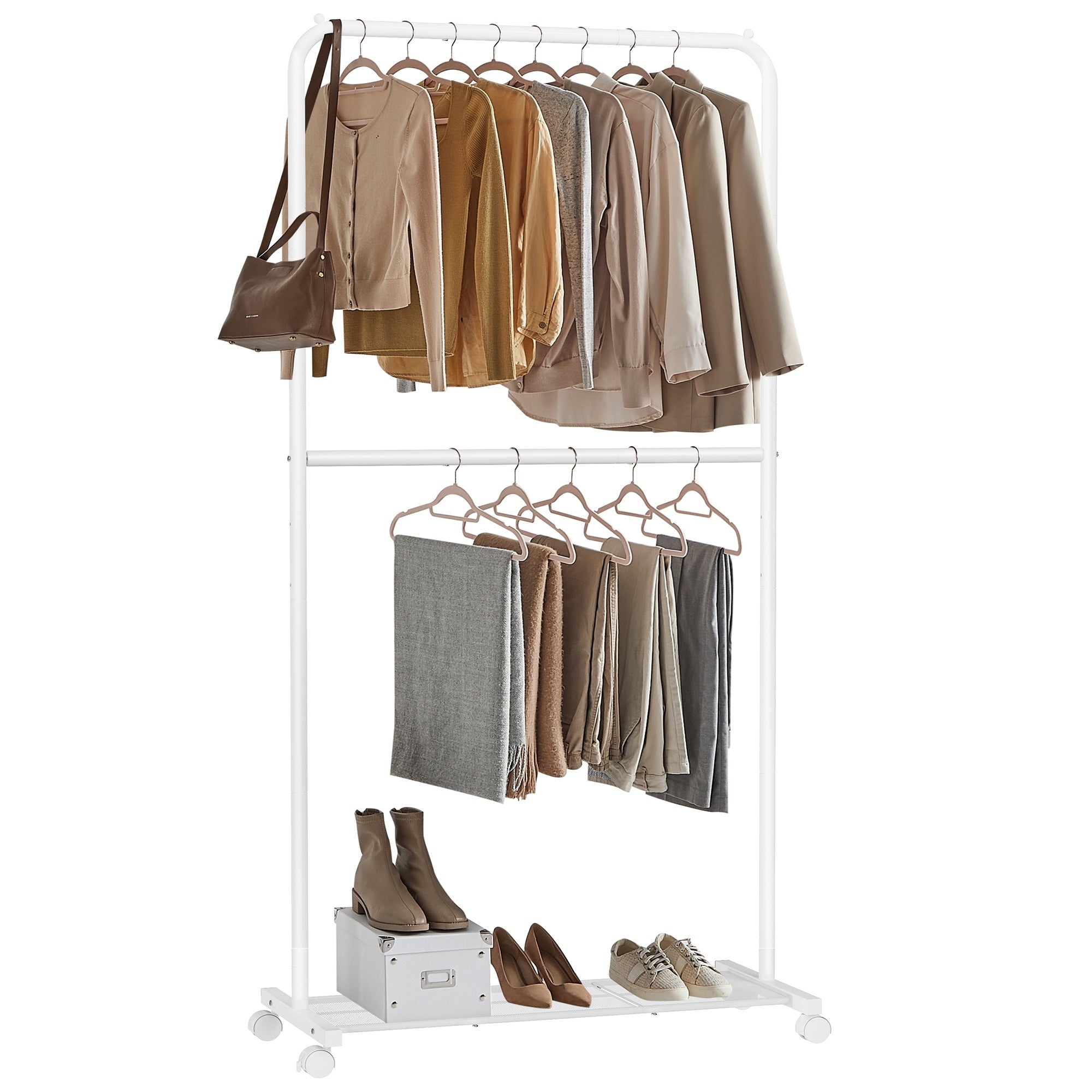 Double-Rod Garment Rack - White