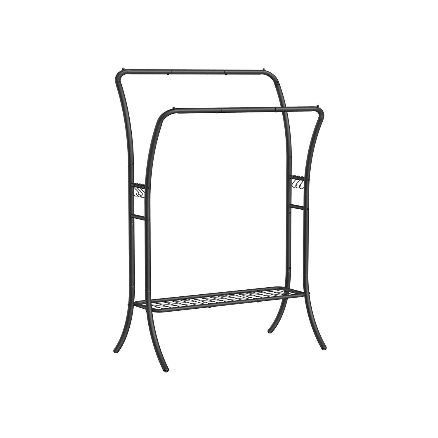 Double Rod Clothes Rack with Shelves - Ink Black