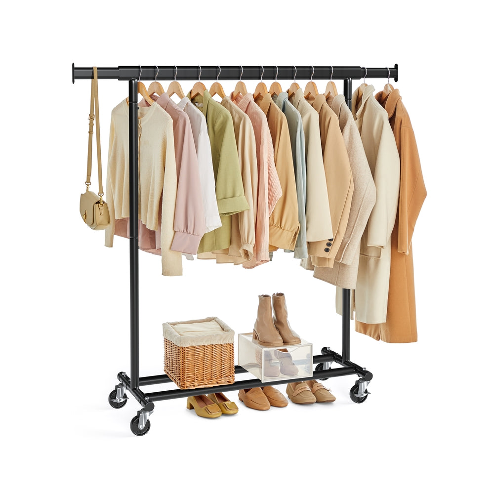 Clothes Rack with Extendable Hanging Rail - Black