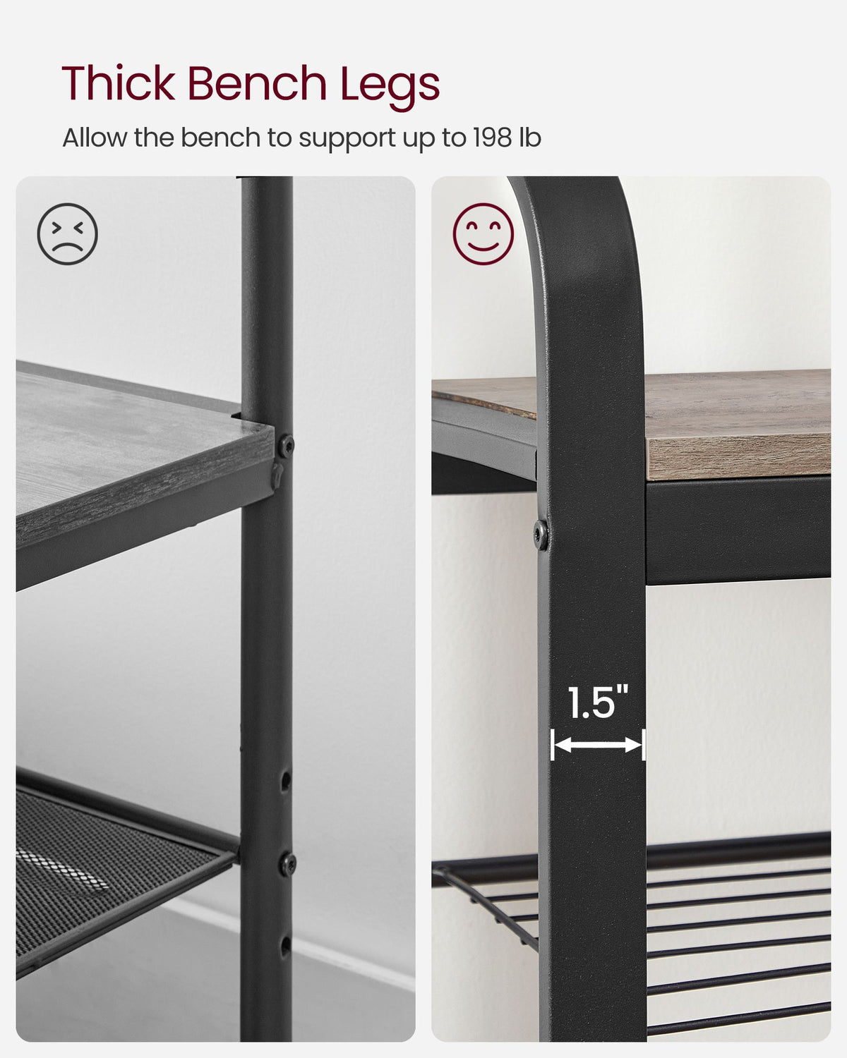 Coat Rack with Shoe Bench - For Entryway - 3-in-1 Design