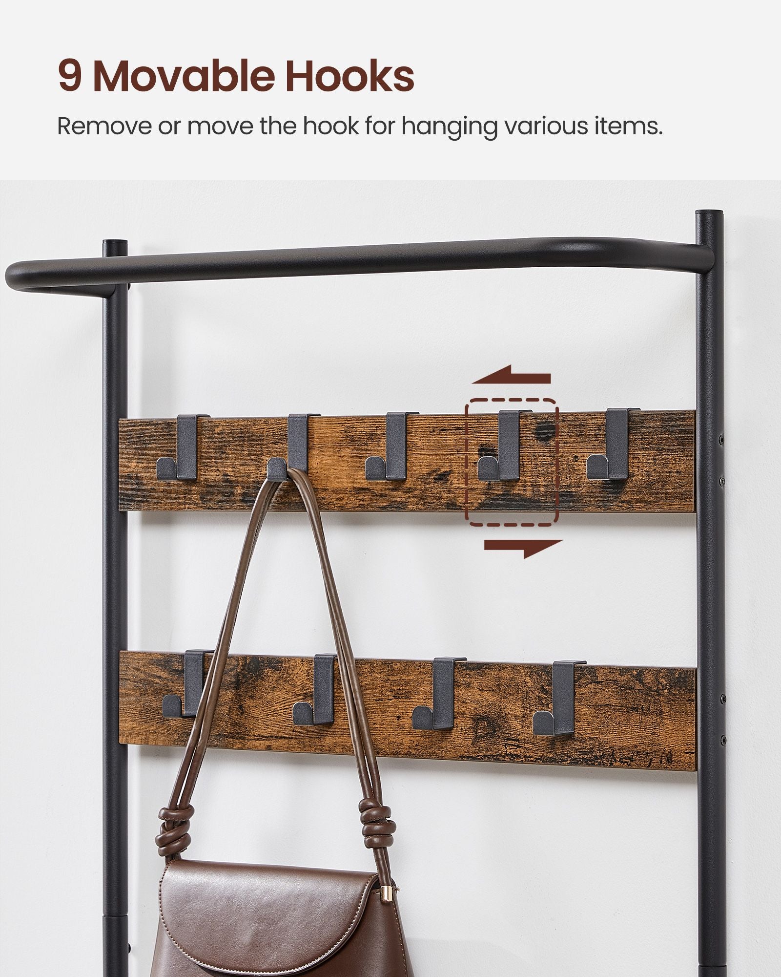 Hall Tree With Bench And Shoe Storage - 71 Inch - Coat Rack Bench Combo