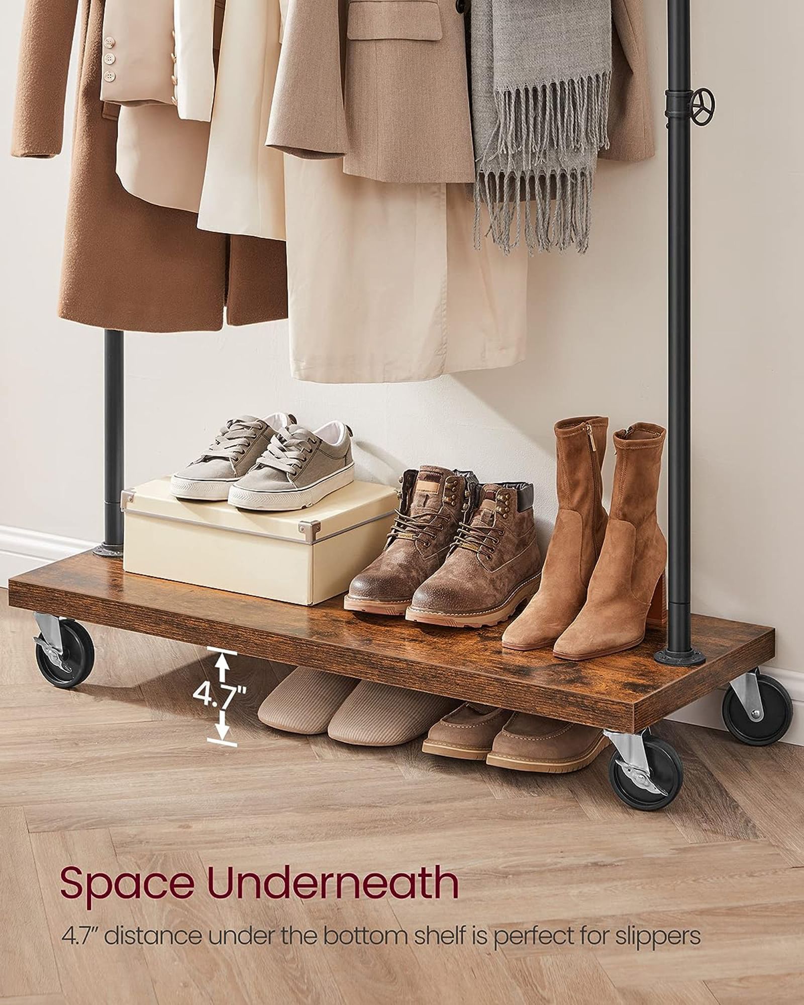 Heavy Duty Rolling Clothing Rack with Shelf