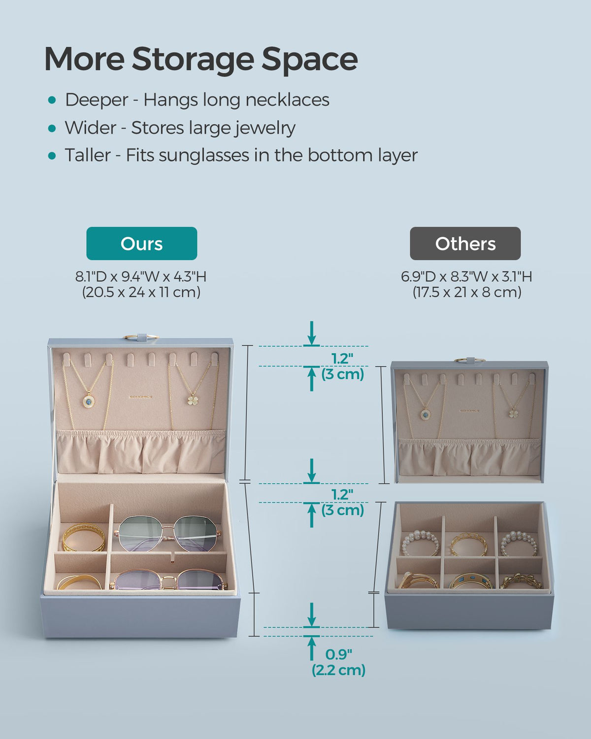 Jewelry Box - 2-Layer - Handle - Removable Tray