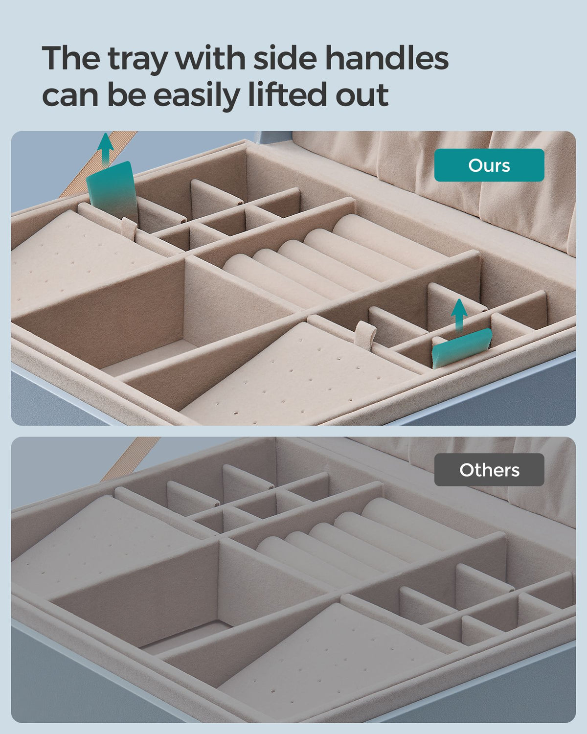 Jewelry Box - 2-Layer - Handle - Removable Tray
