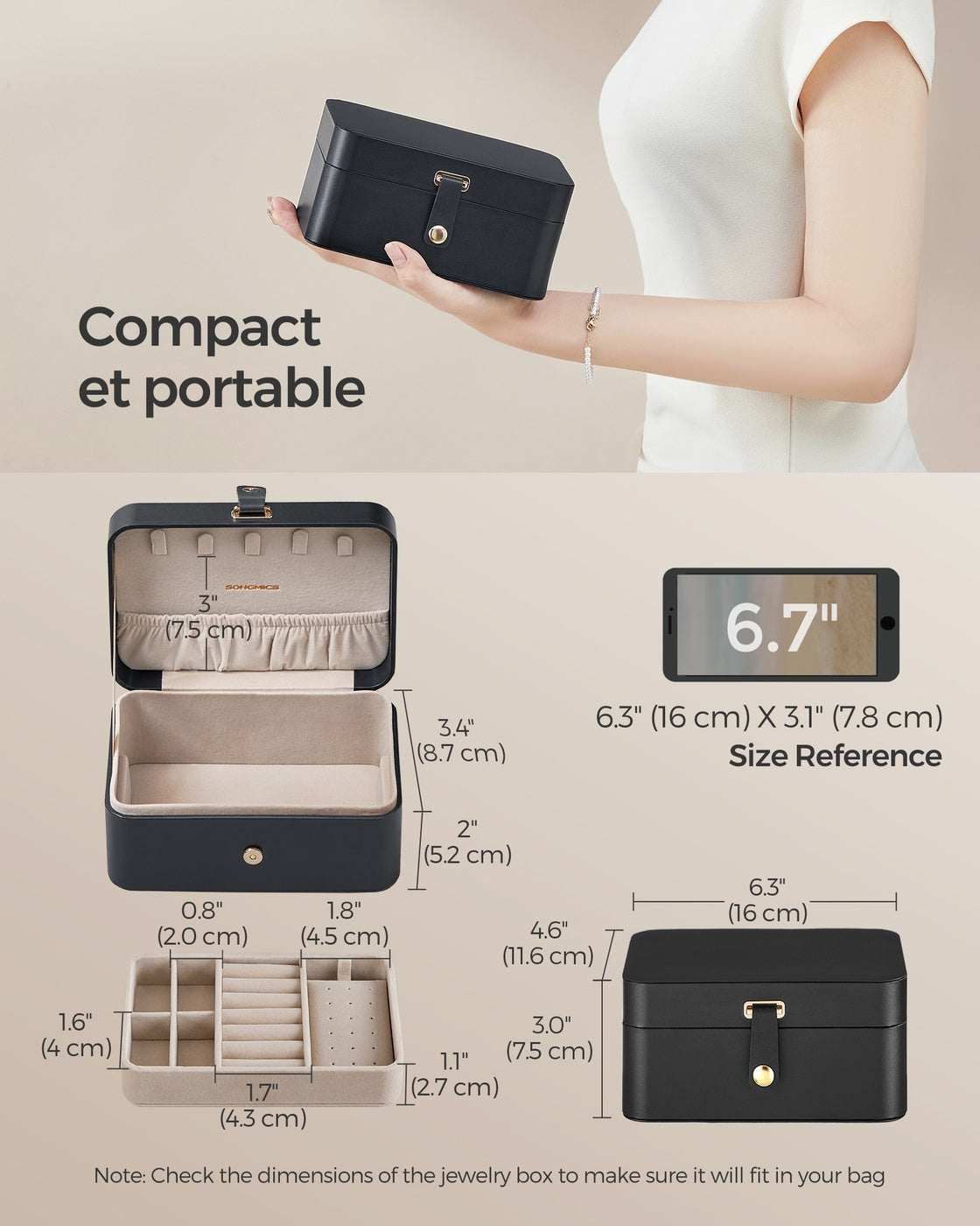 2-Layer Travel Jewelry Box - Secure Storage - Compact