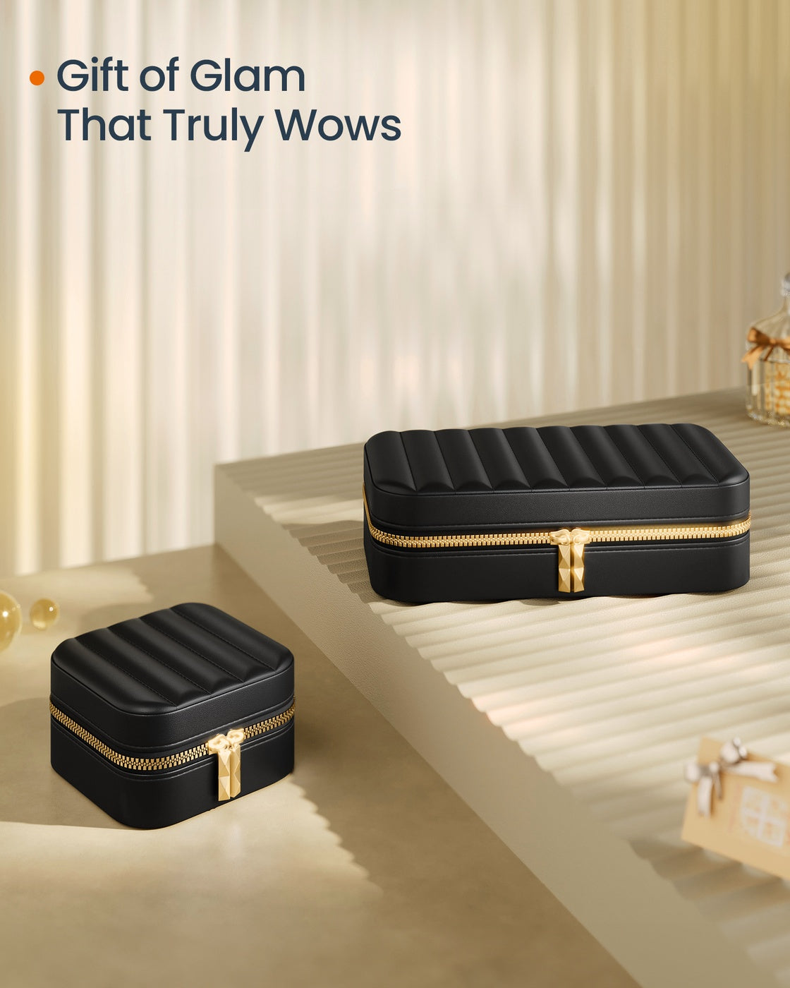 Travel Jewelry Case - With Mirror - PU Leather - Compact
