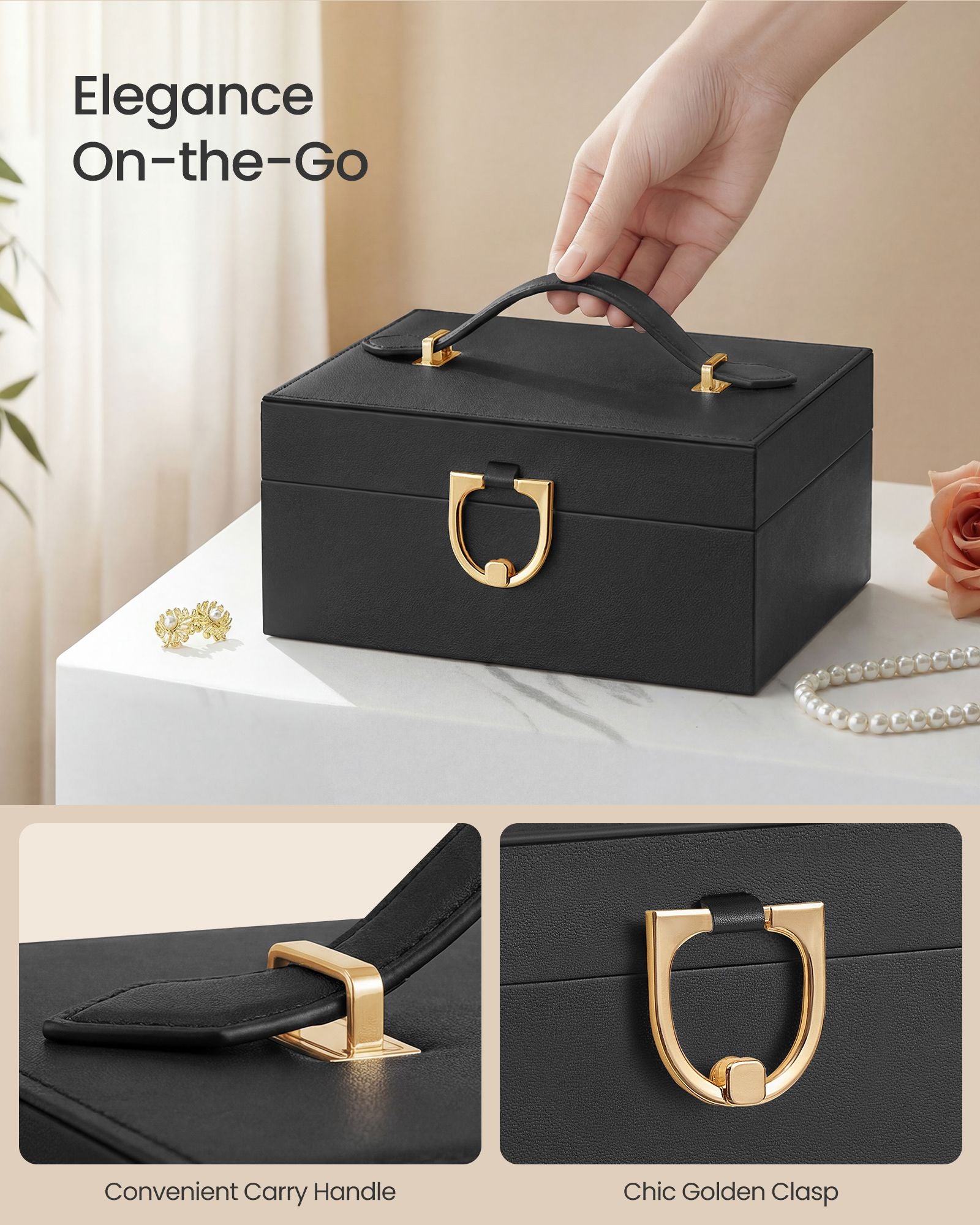 2-Layer Jewelry Box Organizer - Black