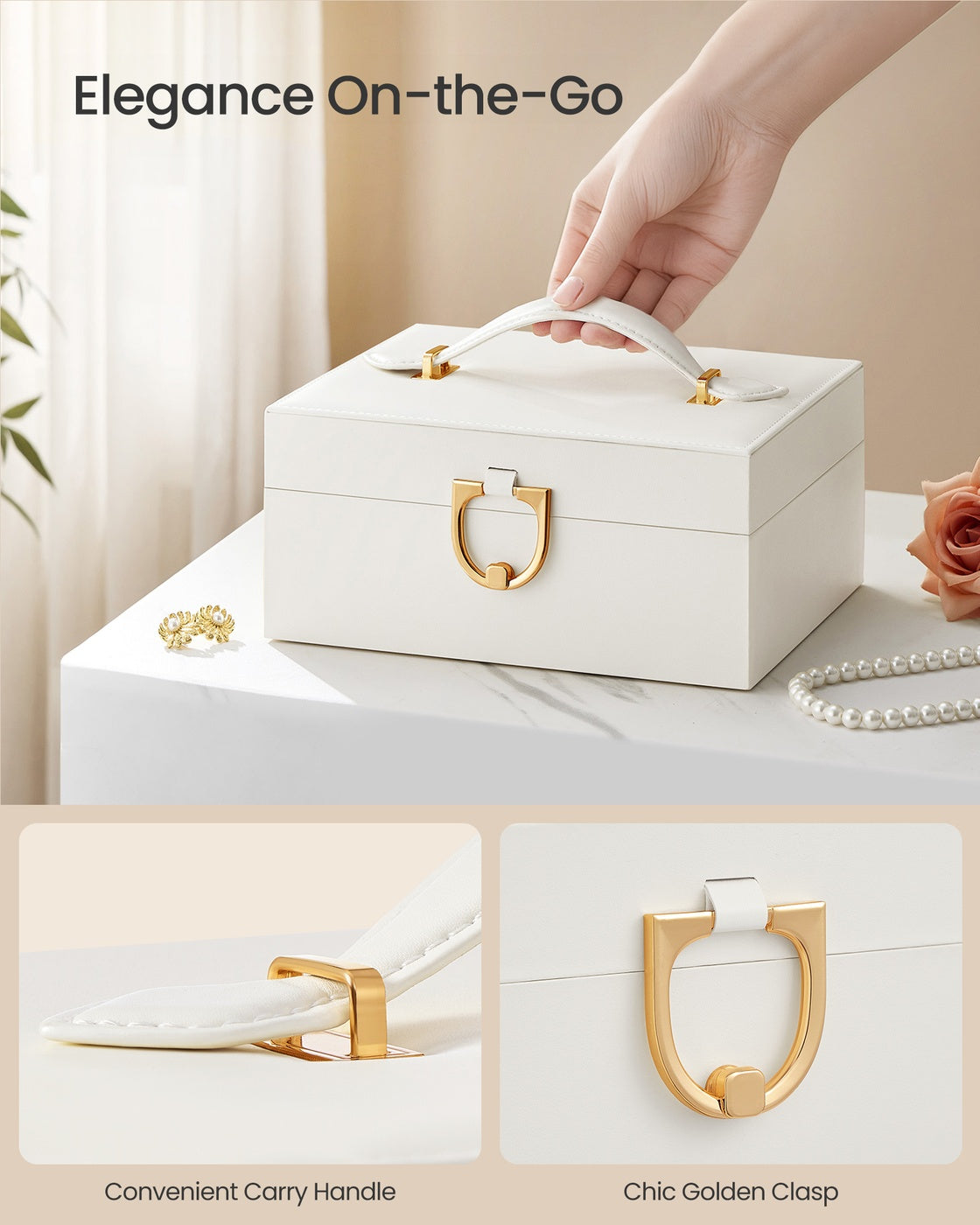 Jewelry Box Organizer - 2-Layer Design - Removable Tray