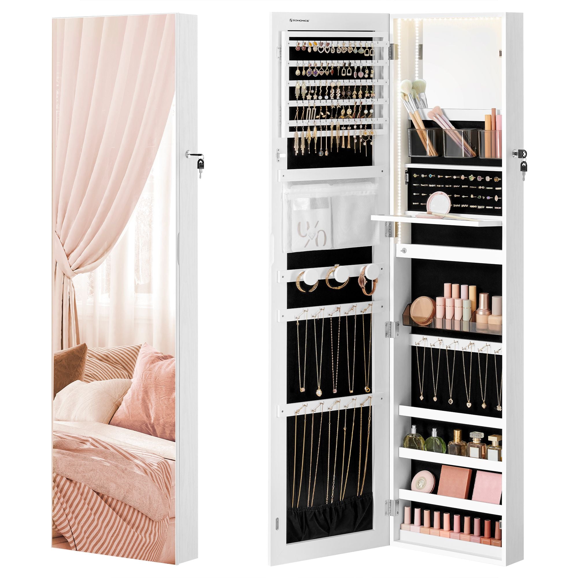 55 Inches Tall Spacious Jewelry Cabinet