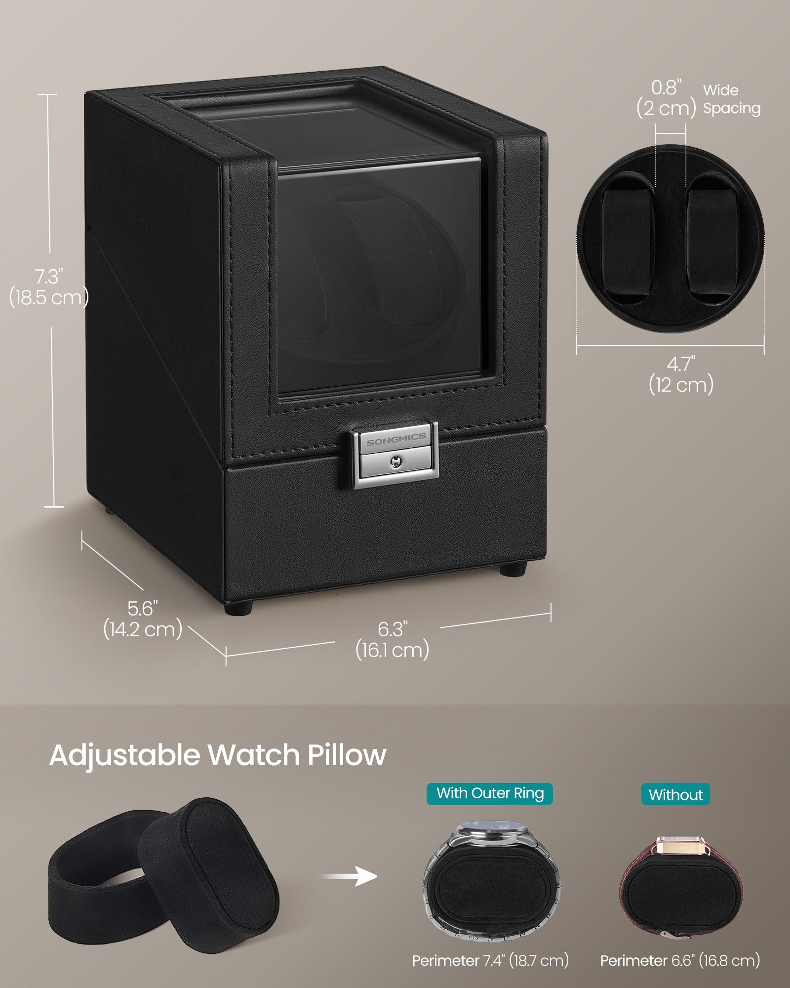 Automatic Double Watch Winder Box with Quiet Motor