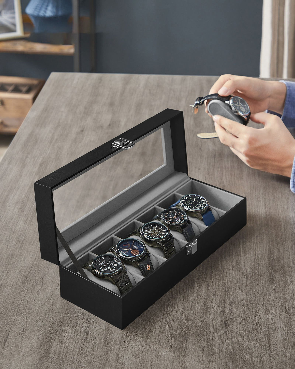 Watch Case - 6-Slot - Large Glass Lid