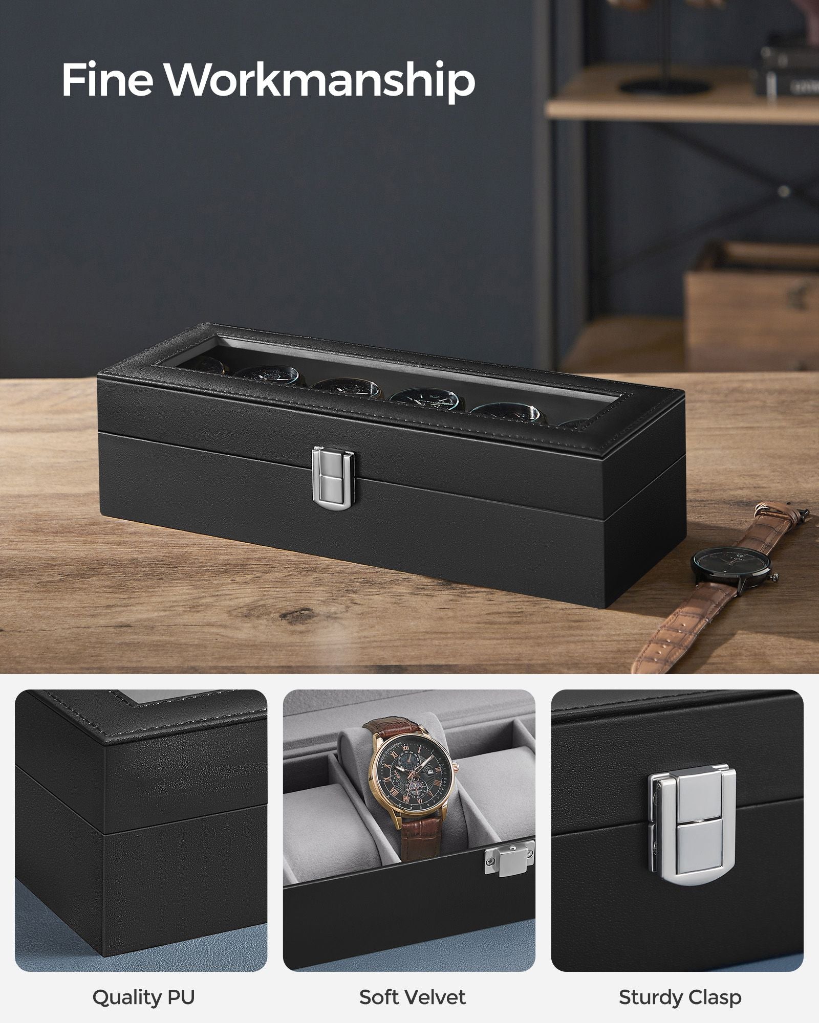 Watch Case - 6-Slot - Large Glass Lid