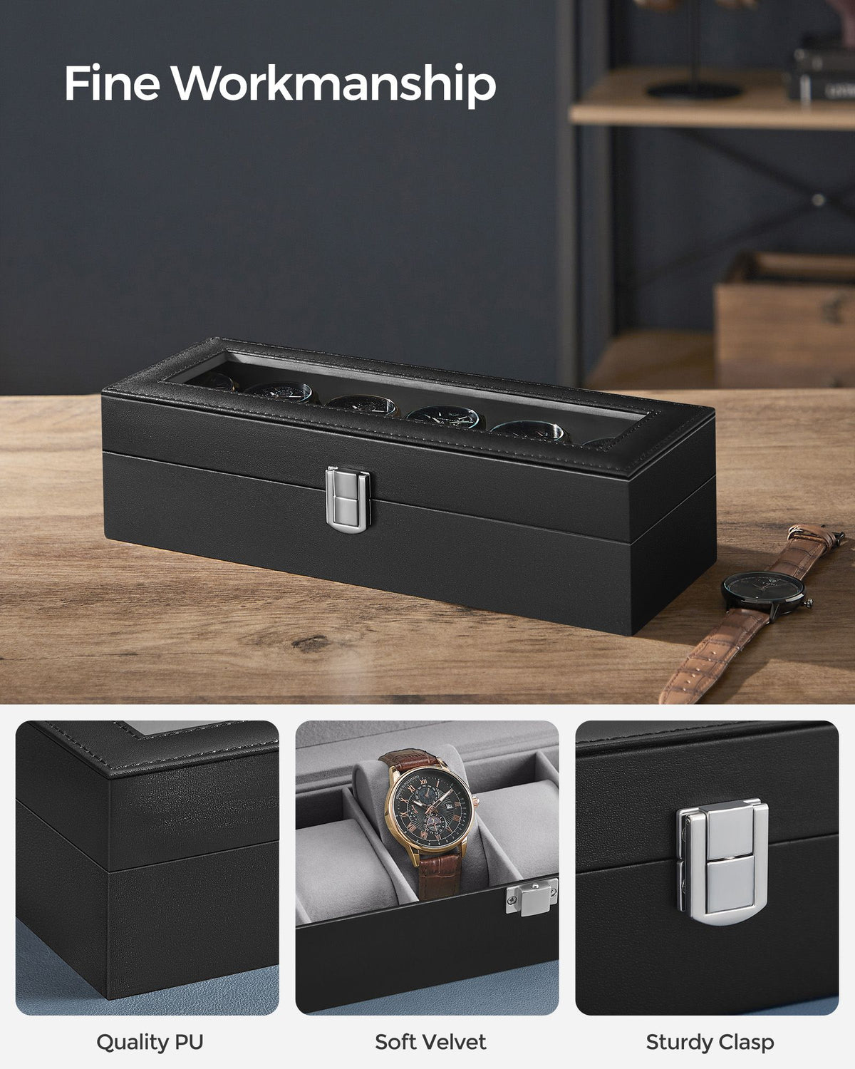 Watch Case - 6-Slot - Large Glass Lid