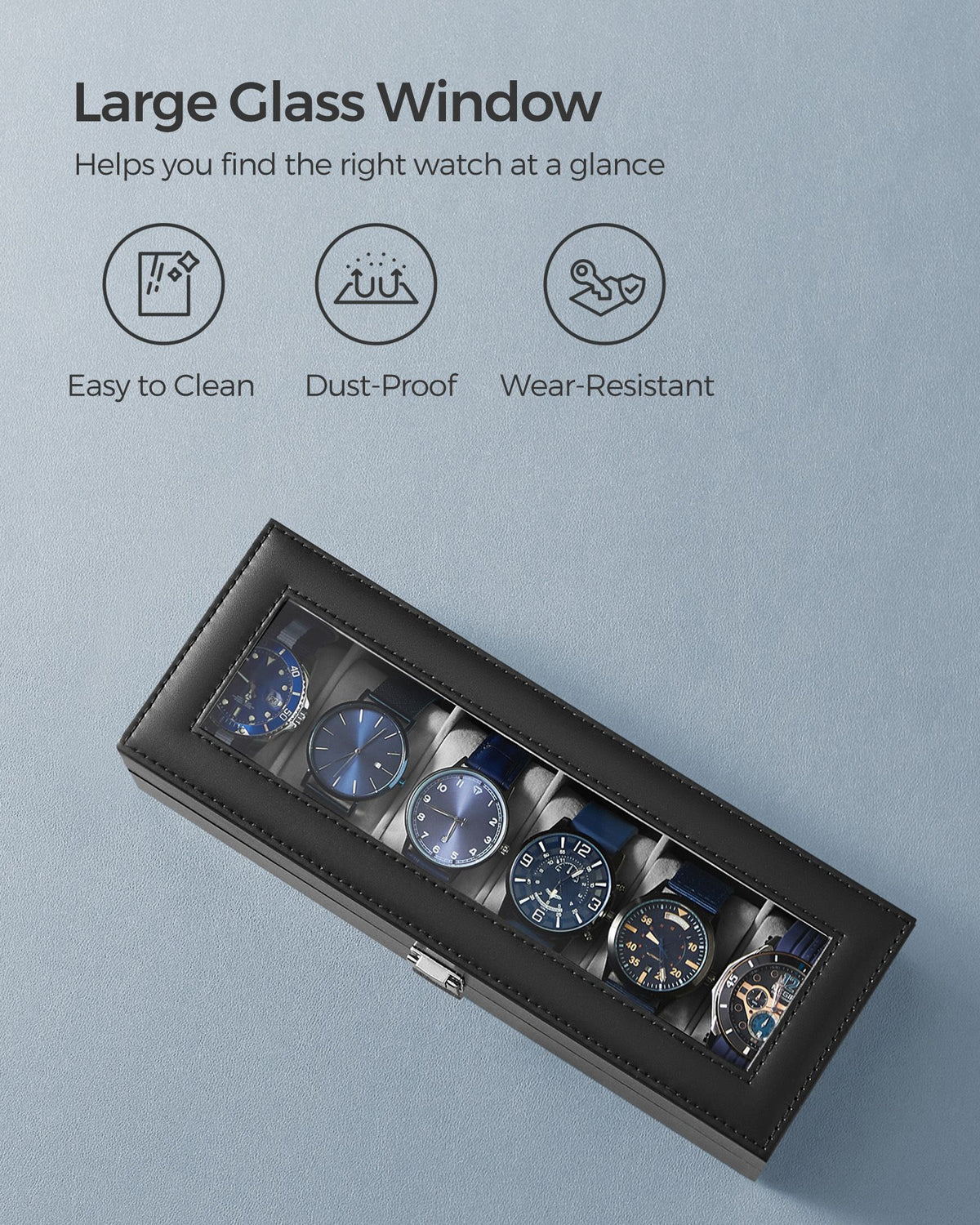 Watch Case - 6-Slot - Large Glass Lid