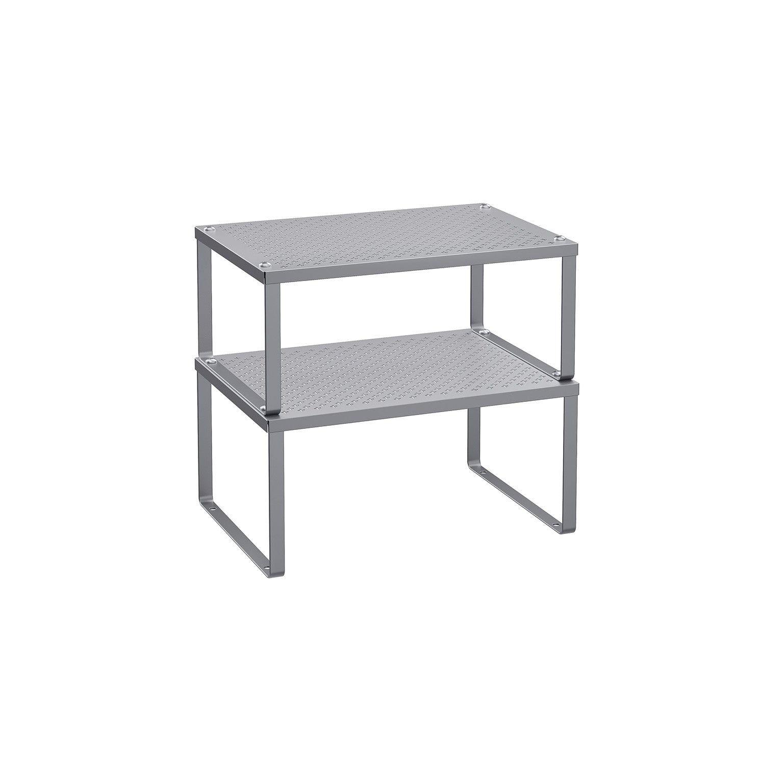 Set of 2 Stackable and Expandable Spice Racks - Metallic Silver