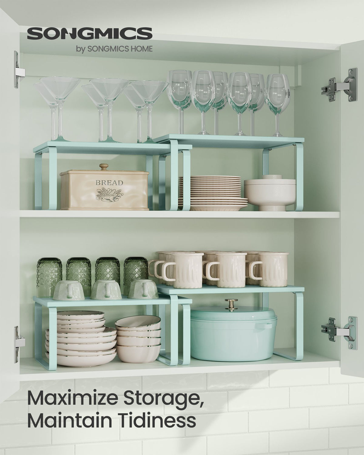 Cabinet Organizer Shelf - Set of 2 - Moonlight Green