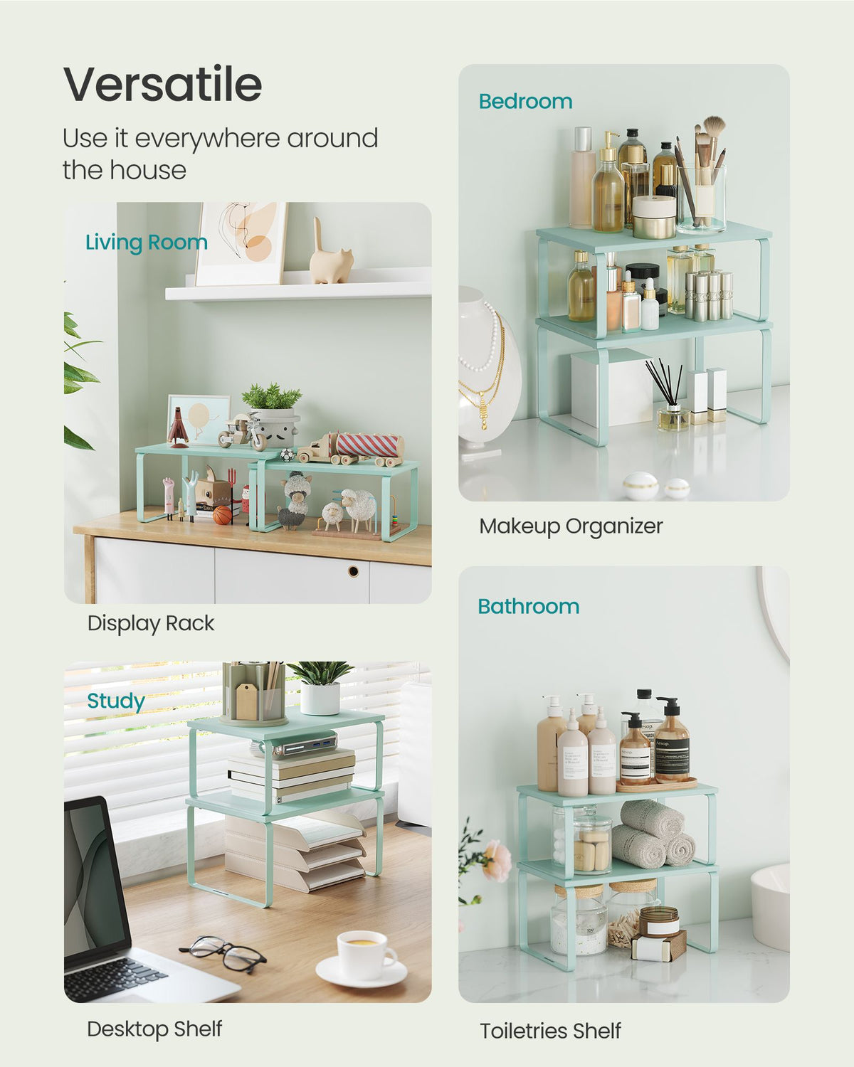Cabinet Organizer Shelf - Set of 2 - Moonlight Green