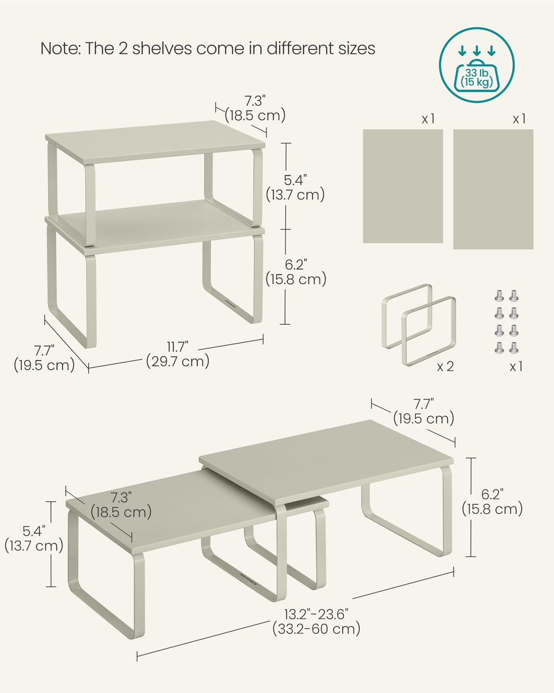 Cabinet Organizer Shelf - Set of 2