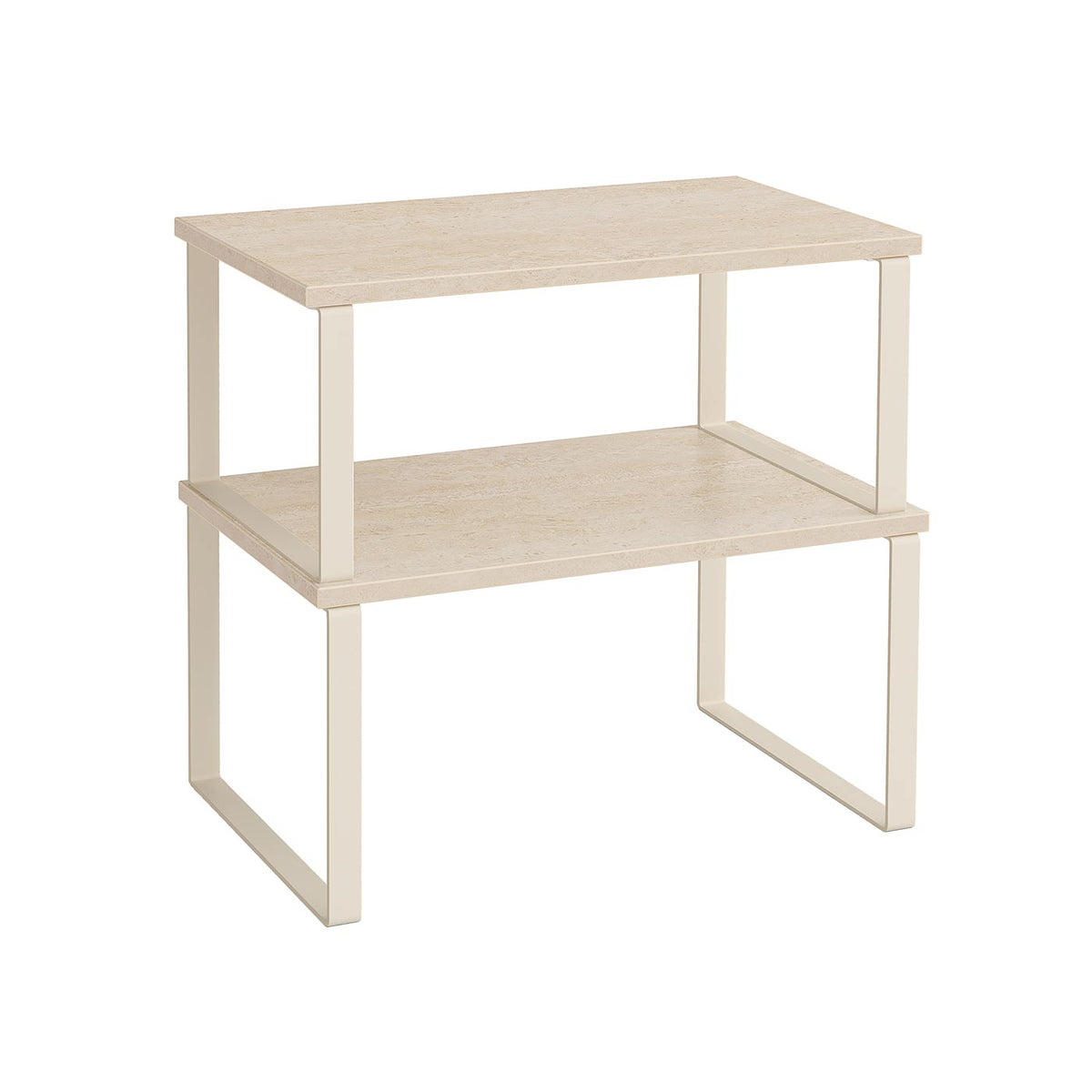 Cabinet Organizer Shelf - Set of 2 - Travertine Beige, Cream White